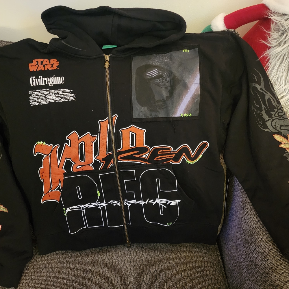 Civil Regime x Star Wars Kylo Ren Classic Full Zip Hoodie with embroidered roses
